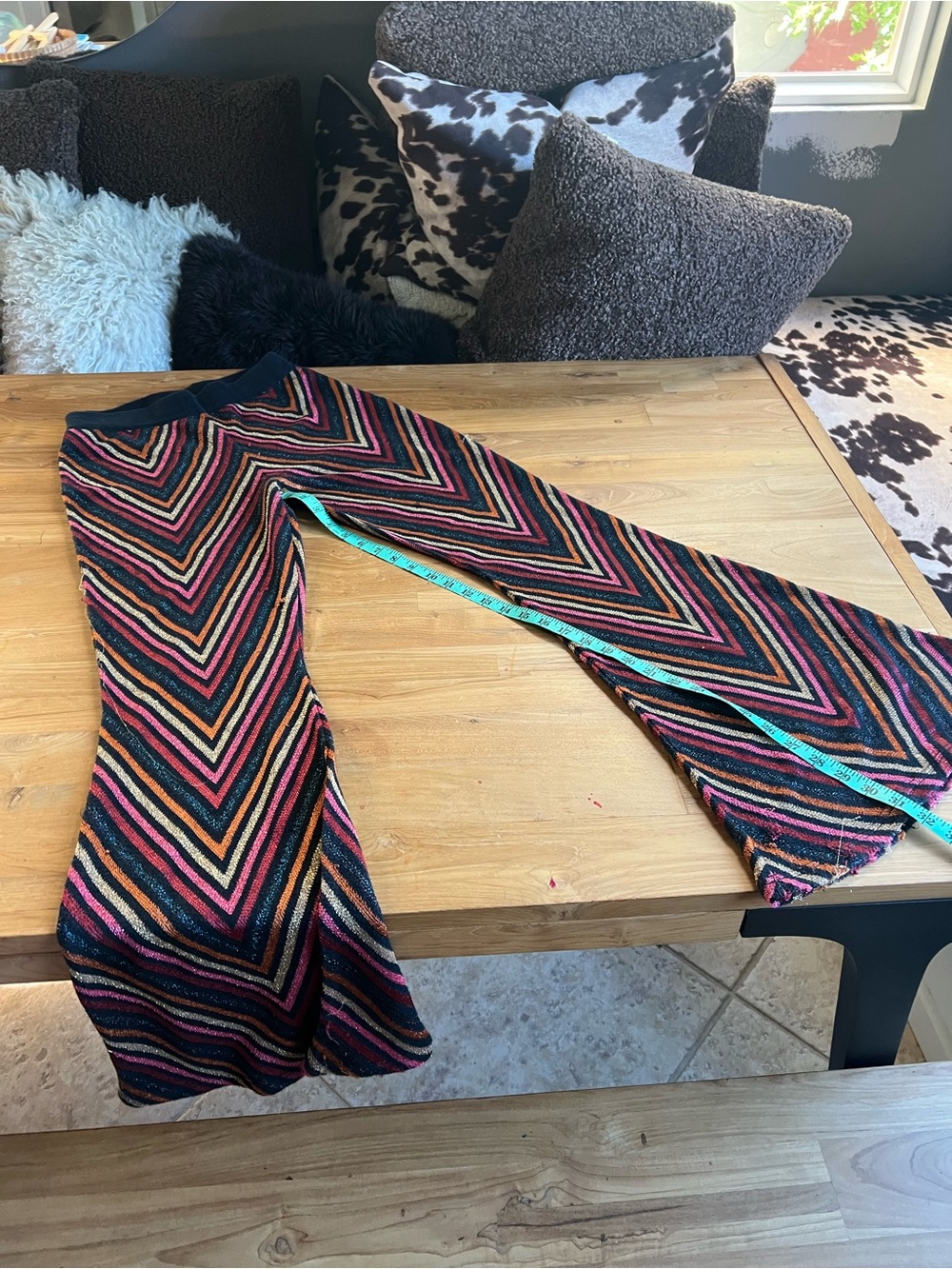 Ladies Chevron Stripe Flared Skirt in Multicolor